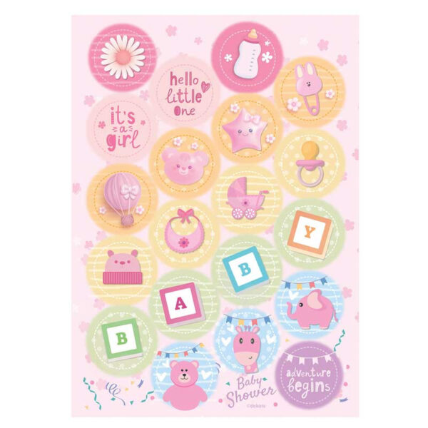 Ätbara dekorationer, Rosa Babyshower, 20 st