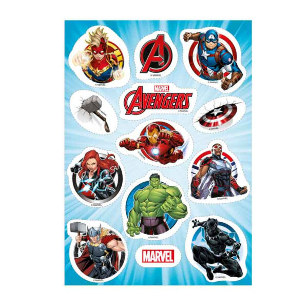 Avengers - Ätbara dekorationer, tårtbild, 13 st