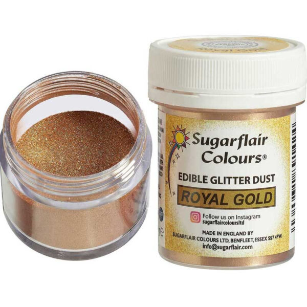 Ätbart glitterpulver, royal gold - Sugarflair
