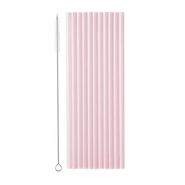 Återanvändbara sugrör, rosa, 12-pack - PartyDeco