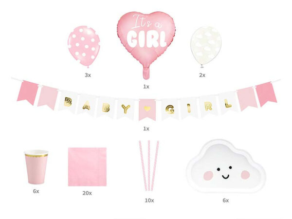 Babyshower set, rosa - PartyDeco