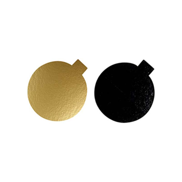Bakelsebricka med tunga Ø8 cm, 200-pack, Svart/Guld