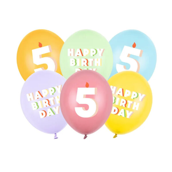 Ballonger, 5, pastellmix, 6-pack - Party Deco