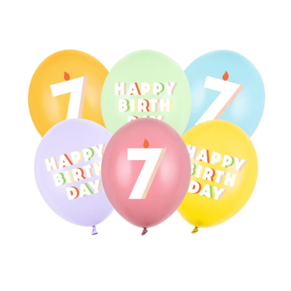Ballonger, 7, pastellmix, 6-pack - Party Deco