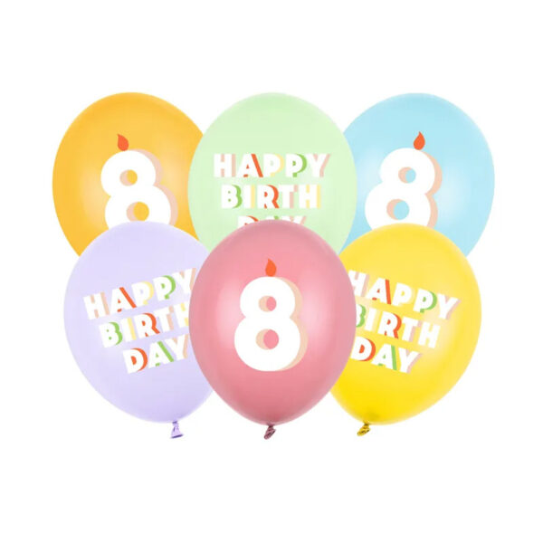 Ballonger, 8, pastellmix, 6-pack - Party Deco