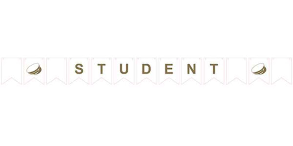 Banner Student, vit och guld