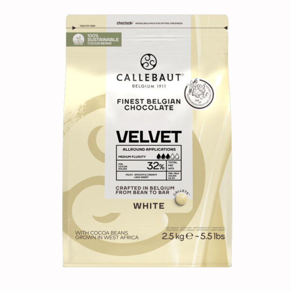 Belgisk Vit Choklad Velvet, 2,5 kg - Callebaut
