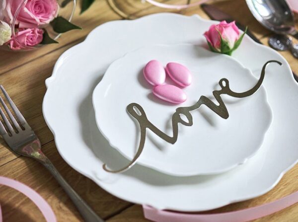 Bordsdekoration Love, silver - PartyDeco