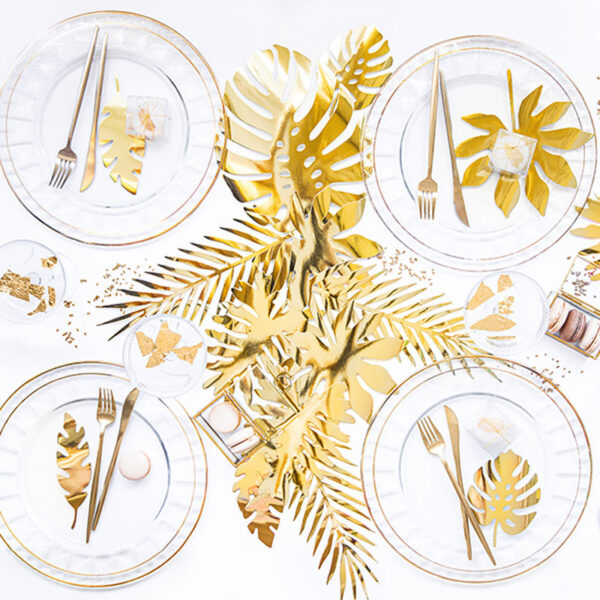Bordsdekoration Tropiska Blad, guld - PartyDeco