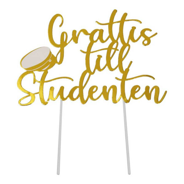 Cake Topper Grattis till Studenten, guld