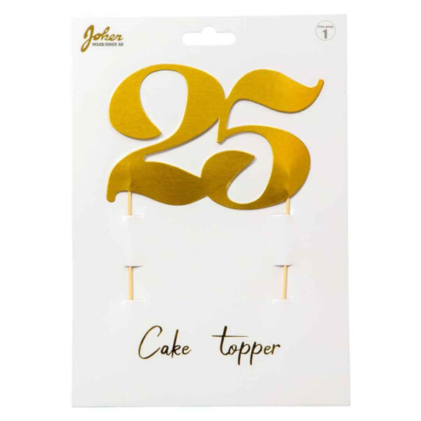 Cake topper i guld, 25