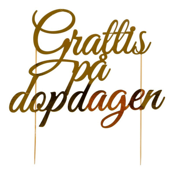 Cake topper Grattis på dopdagen, guld