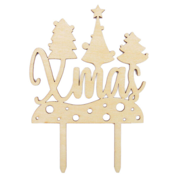 Cake topper i trä Julgranar Xmas - ScrapCooking