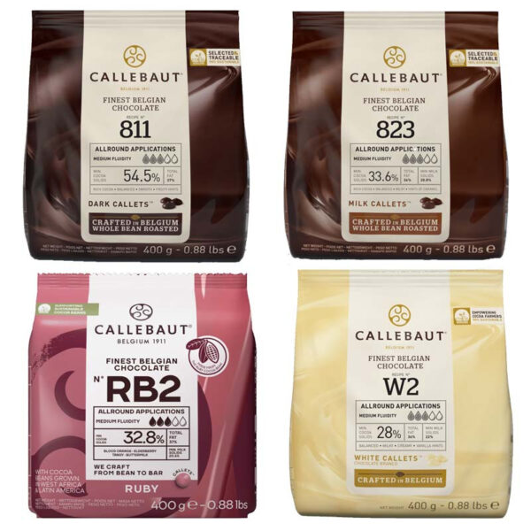 Mörk, vit, rosa och mjölkchoklad - Callebaut