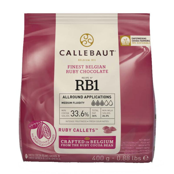 Chokladknappar Ruby RB1, 400 g - Callebaut