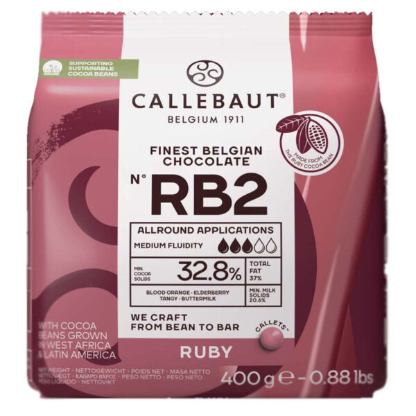Chokladknappar Ruby RB2, 400 g - Callebaut