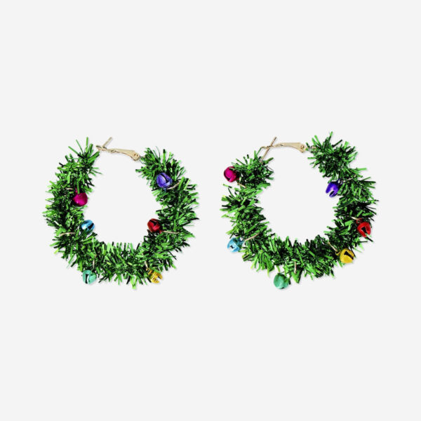 Örhängen Jul - Gröna ringar med glitter