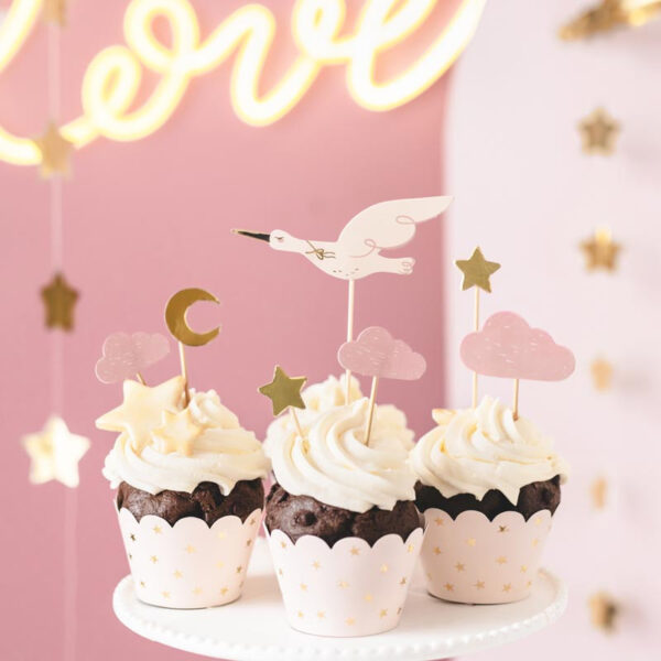 Cupcake toppers Baby Stork - PartyDeco