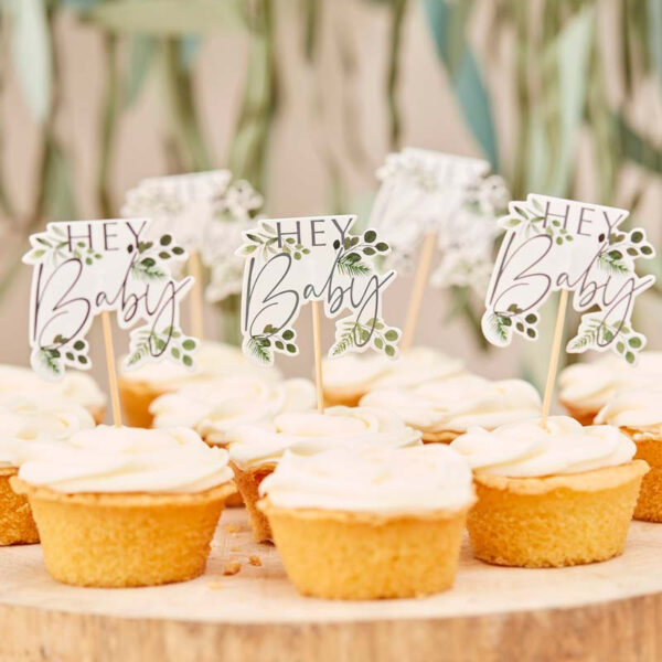 Cupcake toppers hey baby botanical, 12-pack