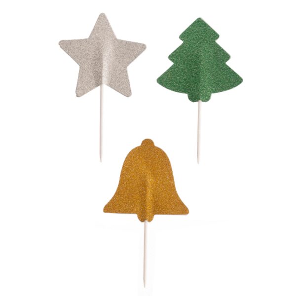 Cupcake toppers Jul - gran, stjärna & klocka - Dekora