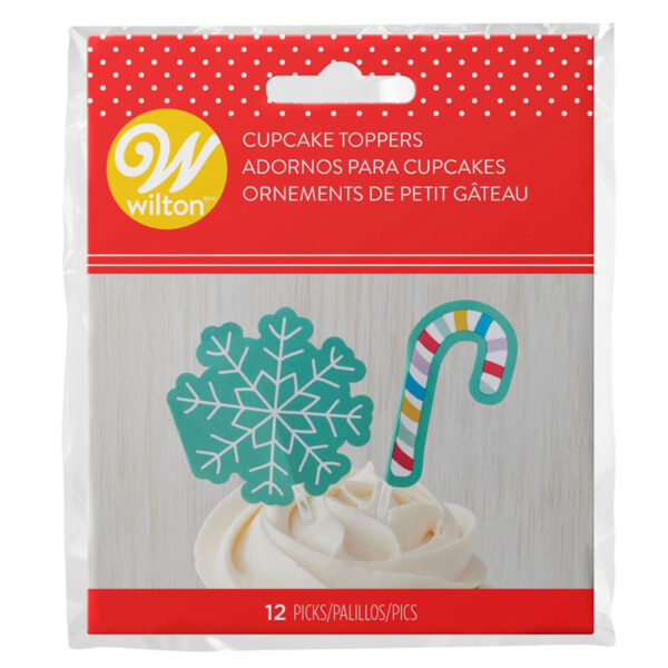 Cupcake Toppers Snöflinga/Polkagris 12 st  - Wilton