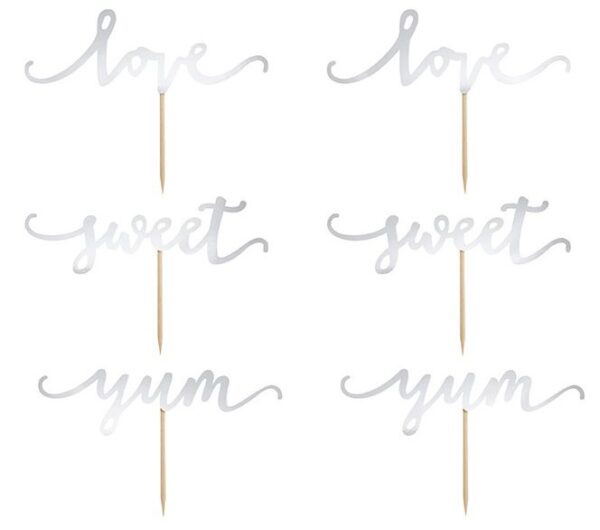 Cupcake Toppers Sweet Love, silver - PartyDeco