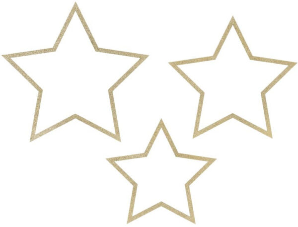 Dekorativa Stjärnor, guldglitter, 3 st - PartyDeco