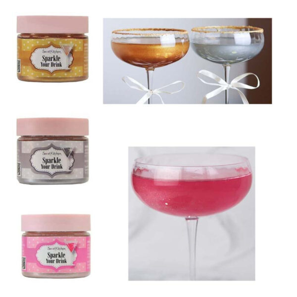 Drinkglitter Trio - Guld, Silver & Rosa