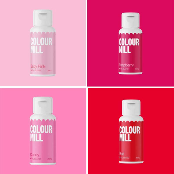 Färgpaket Rosa, oljebaserade ätbara färger - Colour Mill