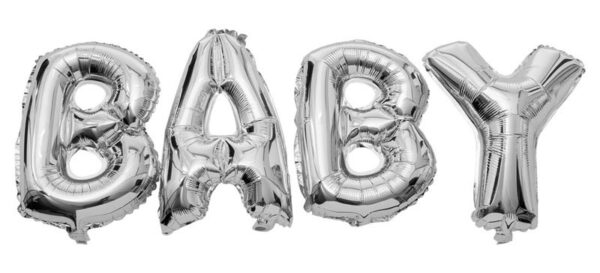 Folieballong Baby, 40 cm, silver