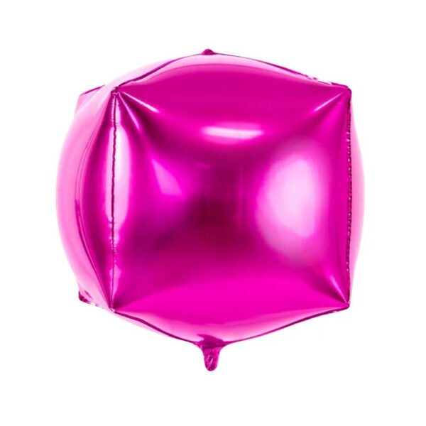 Folieballong Kub, rosa - PartyDeco