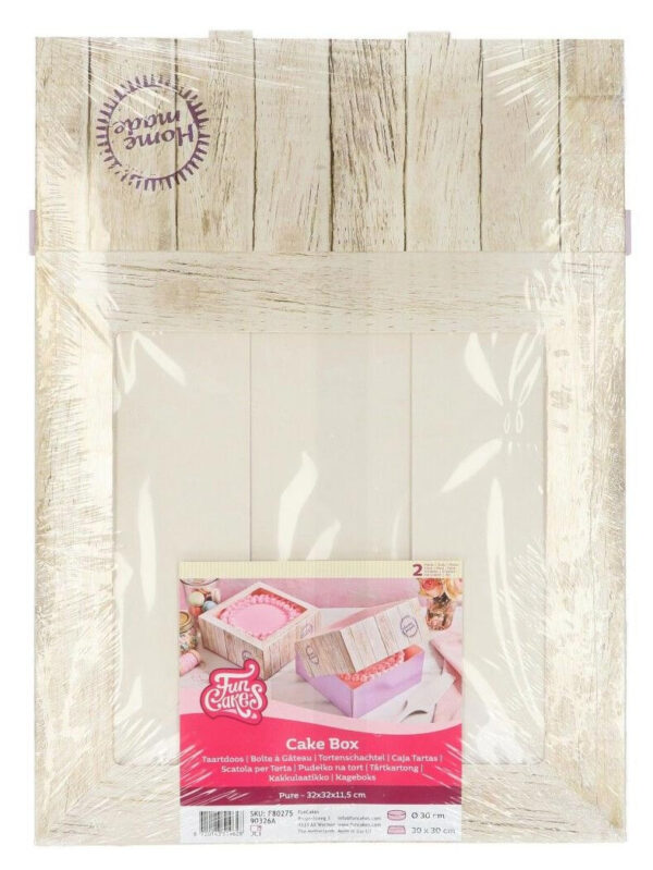 2-pack tårtkartong, 32 cm, Pure - FunCakes