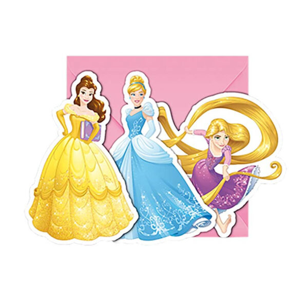 Inbjudningskort kalas, Disney Prinsessor 6-pack