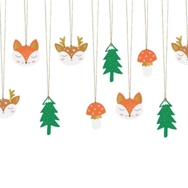 Juletiketter Skogsdjur - PartyDeco