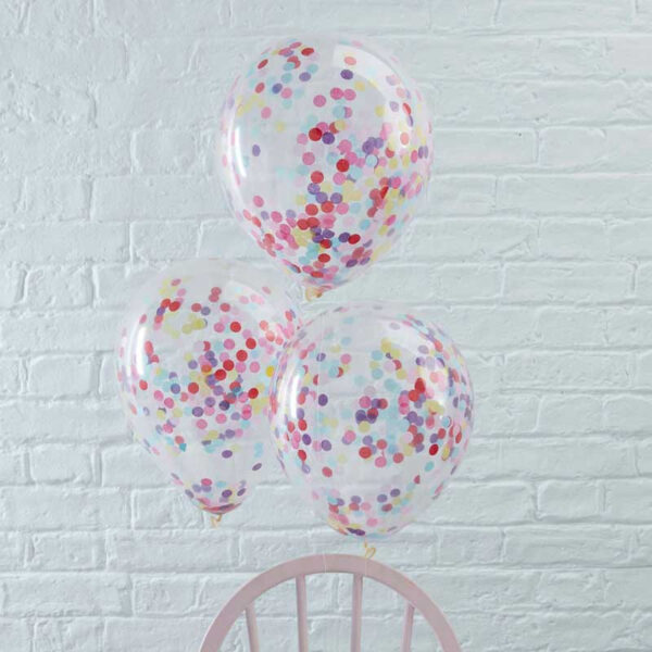 Konfettiballonger flerfärgad, 5-pack
