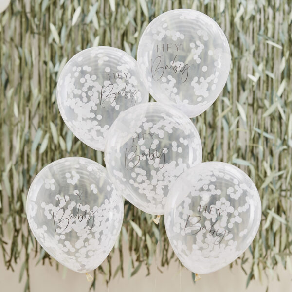 Konfettiballonger Hey Baby, 5-pack