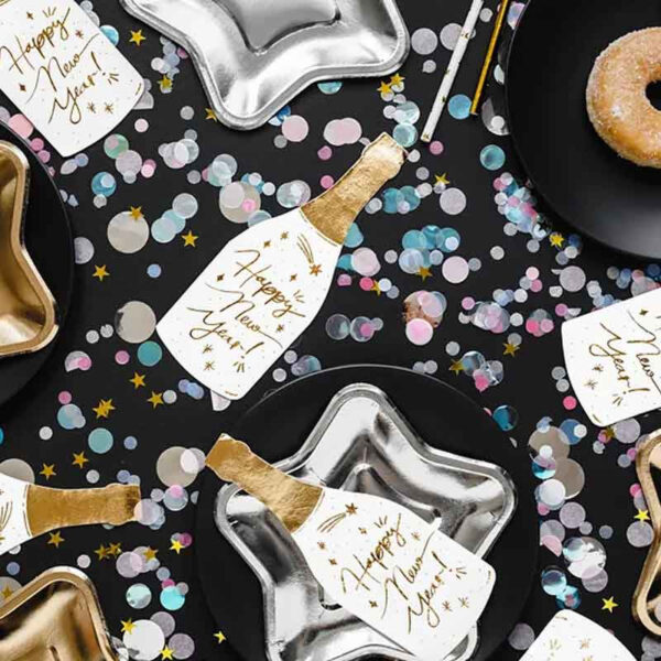 Nyårsservetter Champagneflaska - PartyDeco