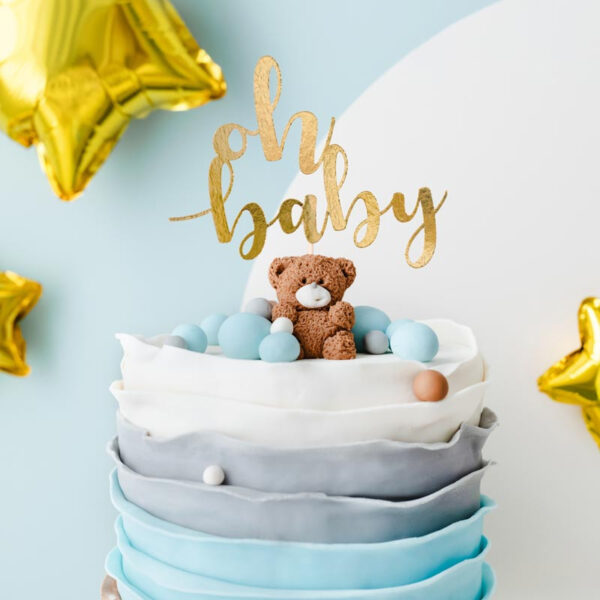 Oh baby cake topper, guld - PartyDeco