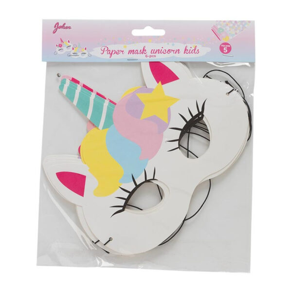 Pappersmask enhörning, 6-pack