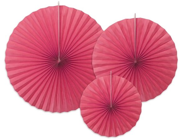 Pappersrosetter Ceriserosa, 3 storlekar - PartyDeco
