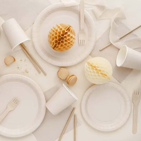 Papperstallrikar beige Ø23 cm - PartyDeco