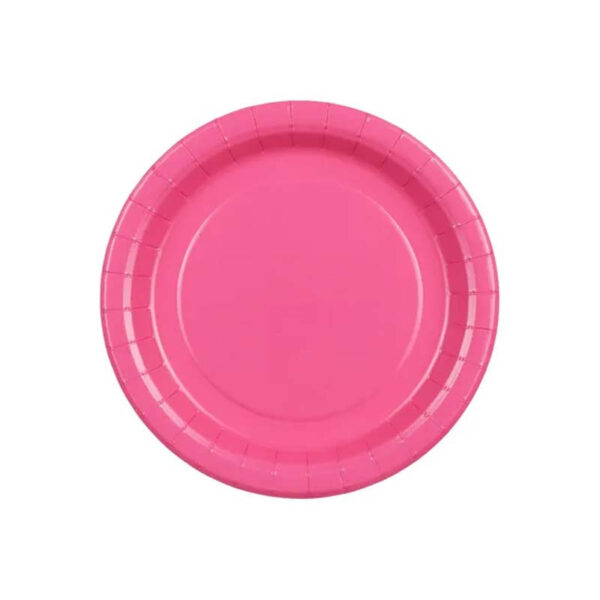 Papperstallrikar mörkrosa Ø18 cm - PartyDeco