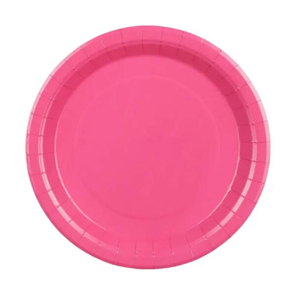 Papperstallrikar mörkrosa Ø23 cm - PartyDeco