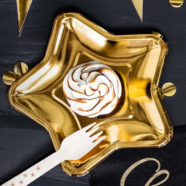 Papperstallrikar Stjärna Ø18 cm, guld - PartyDeco