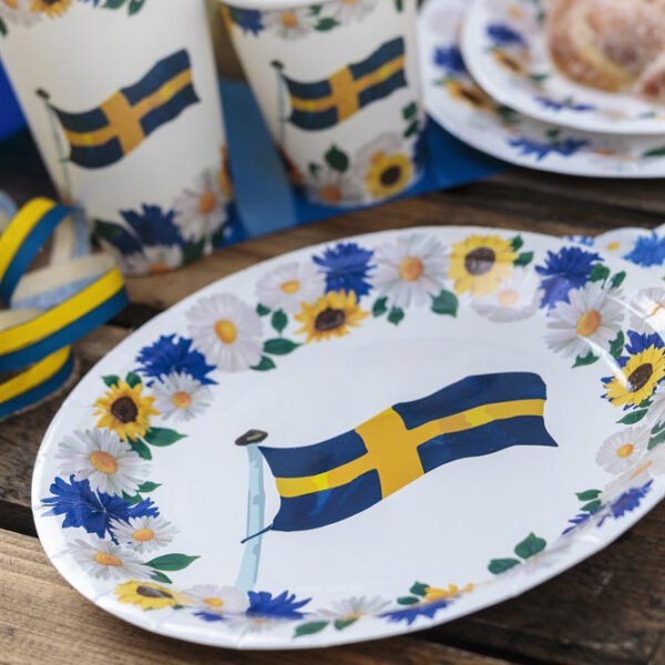 Papperstallrikar svenska blommor Ø23 cm, 8-pack