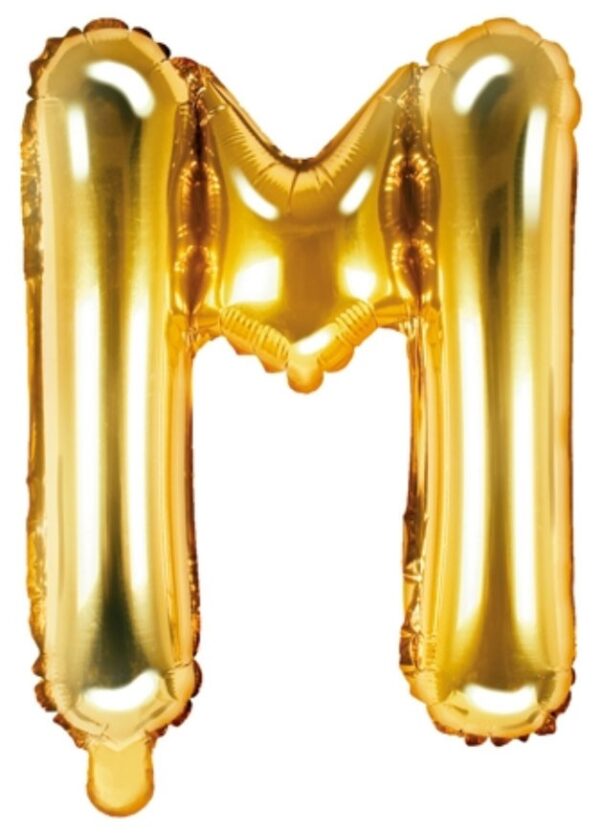 PartyDeco Bokstavsballong M, 35 cm i guld
