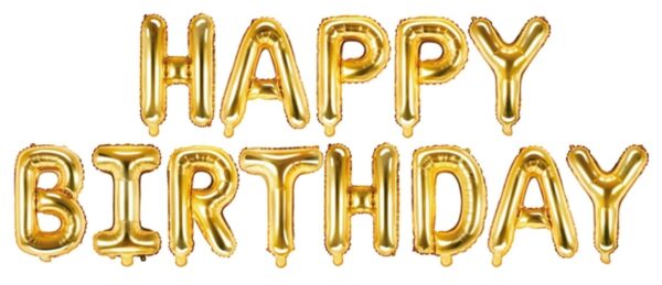 Folieballong Happy Birthday, guld - PartyDeco