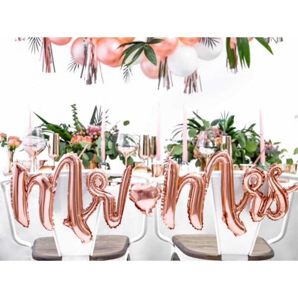 Folieballong Mr Mrs, Roséguld - PartyDeco