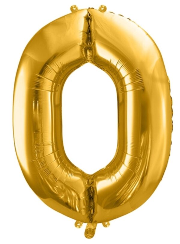 Sifferballong 0, guld, 86 cm - PartyDeco