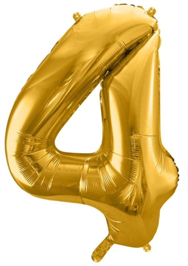 Sifferballong 4, guld, 86 cm